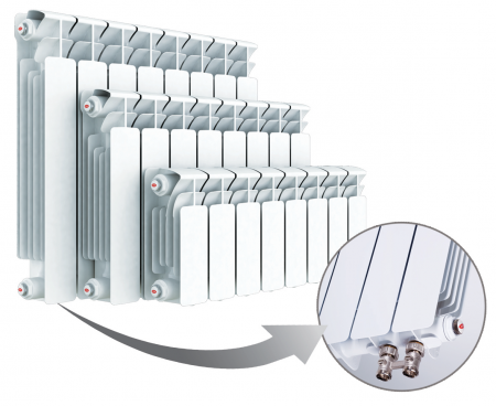 Радиатор биметаллический секционный Rifar Base Ventil 350 х 4 секций (подключение нижнее слева)