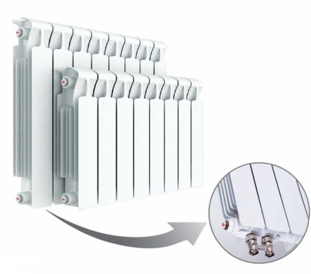 Радиатор биметаллический секционный Rifar Monolit Ventil 500 х 9 секций (подключение нижнее слева)